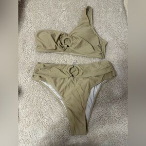 One-Shoulder Tan Bikini Set